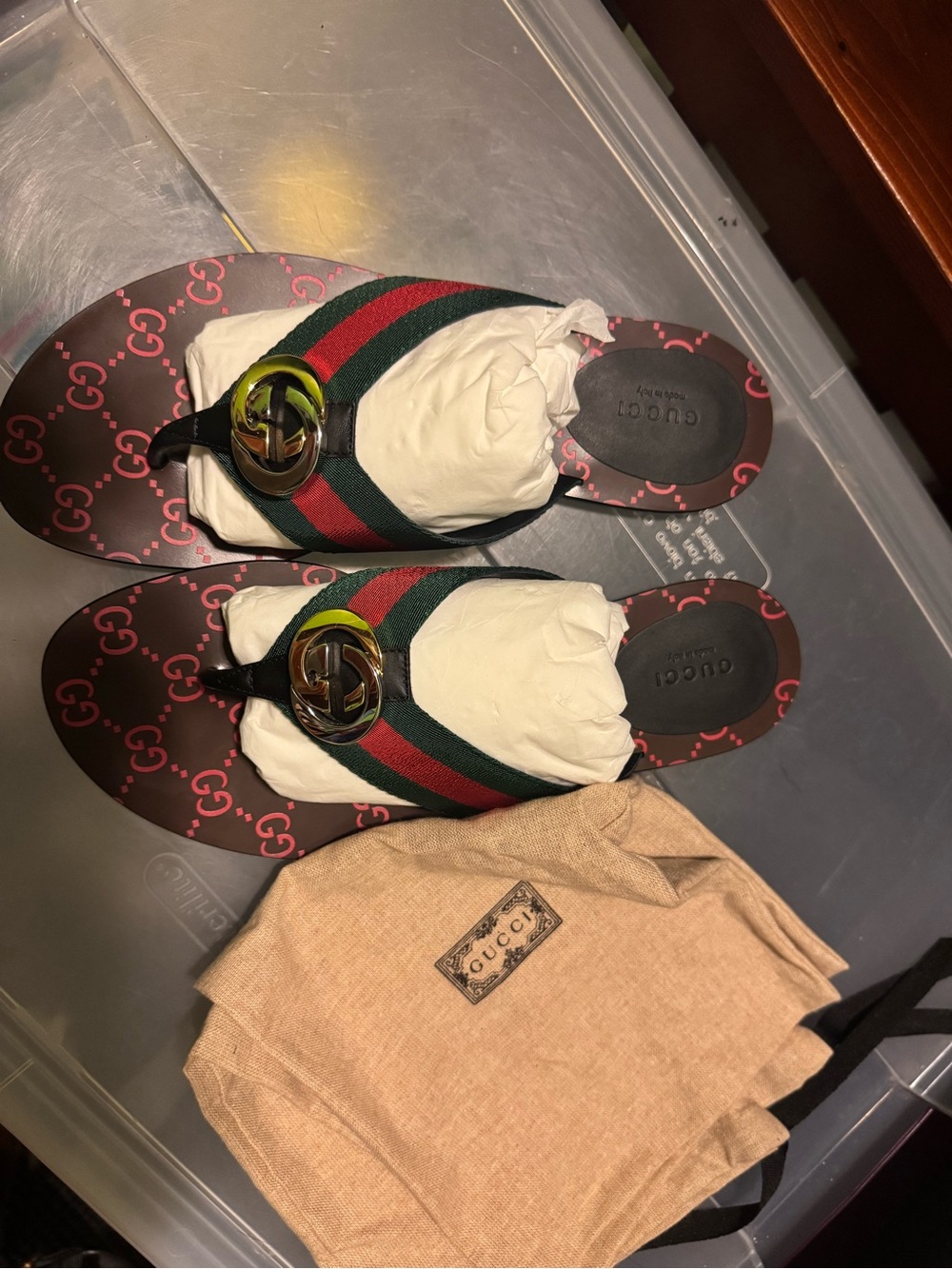 Gucci Black and Pink Logo Slides